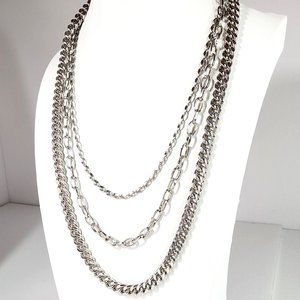 Silvertone Tri-Strand Modern Necklace 45015-042